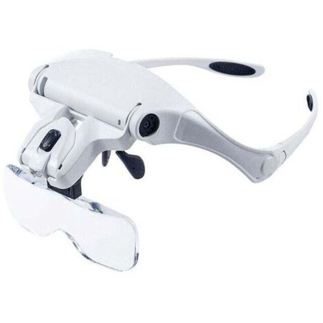 Loupe Lunettes avec Éclairage LED - Lunette Loupe avec 2 Lumières LED , XU,Frontale Grossissantes Casque Loupe - 1x à 3.5X Zoom Electronique, Bijoux,Montres - KZQ (1/4)