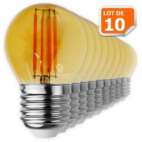 Pack de de 10 Lampe LEDs Led Filament , XU,forme G45 4 Watt (éq 42 watts) Culot E27, produit de haute qualité, longue durée de vie, économe en énergie, sans UV , satisfaction garantie - KZQ