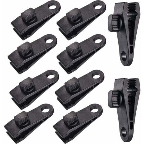 10 Sets Clip de Bâche Tente Pince Bâche Auvents Clip , XU, Pince à Bâche, Pince pour Tente, Pour Tente Voiture, Bâche, Auvents, Camping,le noir, - KZQ (1/4)