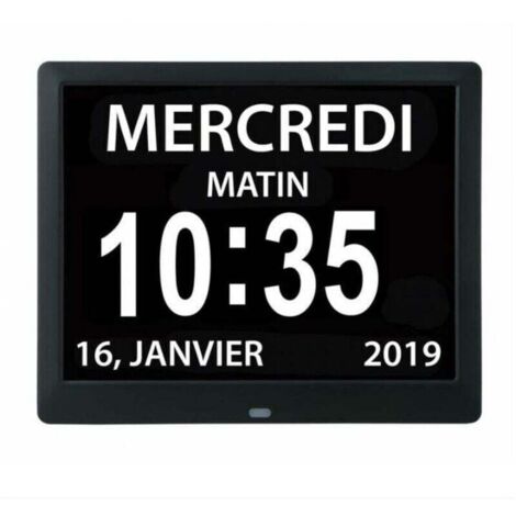 Horloge calendrier numérique One Piece 7 pouces avec date et heure, XU, Horloge Alzheimer pour parents, Machine de rappel de médicaments pour grands-parents et enfants,noir,204 x 143 x 24mm - KZQ (1/4)