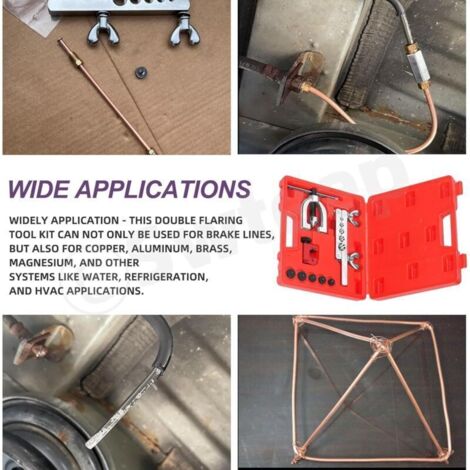 30Pcs In Set Copper Coated Brake Line Kit, Brake Line With Flaring Tool Kit Includes 16 Fittings And 4 Unions Flaring Tool Set For Single And Double Flares With 5 Adapters And Tube Cutter 89038232 30Pcs In Set Copper Coated Brake Line Kit, Brake Line With Flaring Tool Kit Includes 16 Fittings And 4 Unions Flaring Tool Set For Single And Double Flares With 5 Adapters And Tube Cutter 89038232