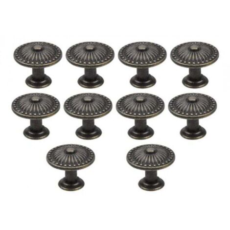 De 10 poignées porte tiroir bronze vintage, XU, Bouton meuble 25 boutons ronds, Laiton, Meubles pour armoire, Cuisine, Chambre d'enfant KZQ - KZQ (1/4)