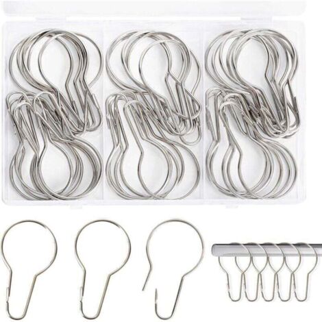 40 Pièces Anneaux de Rideau de Douche, XU, Anneaux pour Rideaux, Pour Salle de Bain, Salon, Chambre à Coucher (Argent) - KZQ (1/4)