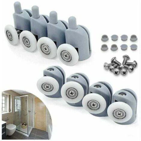 Pack de de 8 Roulettes Coulissantes Porte, XU, 23mm Galet Rouleau Roulette Roue pour Cabine Salle de Bain - KZQ (1/4)