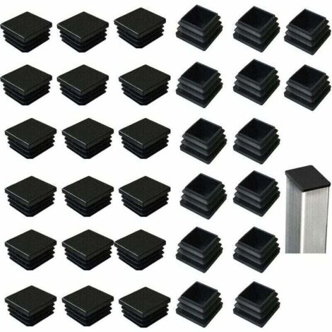 - 32 bouchons carrés en plastique noir (40 x 40 mm) pour produits métalliques, XU, Chaises, Canapés et tables (NPTERBL) - KZQ