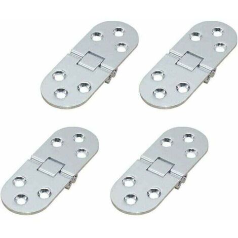 Pack de de 4 charnières pour table pliante – Charnières plates , XU,pour portes d'armoires – Zinguées – Destiné à meubles pliants (argent) - KZQ (1/4)