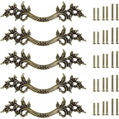 (bronze) 5pcs Poignée de porte vintage Bouton de Porte de Placard rétro, XU,décorer le Tiroir, La Commode, Placard, Meuble etc - KZQ (1/4)