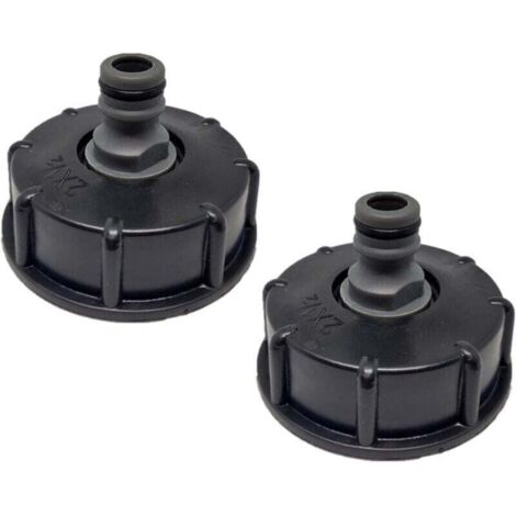 2 Pièces IBC Bouchon de Réservoir, XU,S60x6 IBC Raccord/Bouchon Mamelon,1/2" Diamètre de Sortie,Diamètre D'entrée 60 mm pour Vanne de Tonne IBC - Noir - KZQ