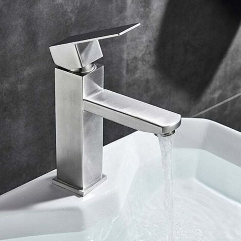 Mitigeur Lavabo Salle De Bain - Robinet Chromé Réglable Eau Chaude/Froide, Acier Inox Durable Design Moderne 97081444