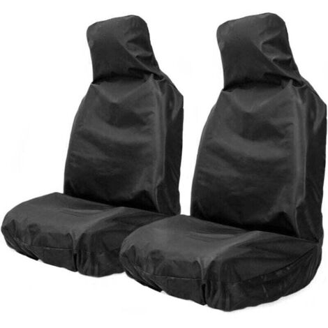 Kit complet de 2 housses de siège de voiture imperméables avant, XU, Housses de siège de voiture universelles, Protections de siège de voiture en nylon robuste, Noires - KZQ (1/4)