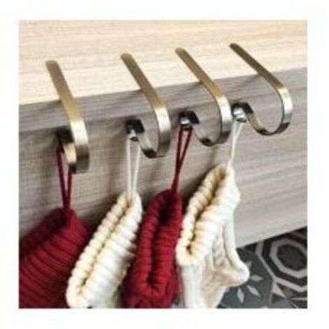 4PCS Crochet Chaussettes Noël Cheminée - Supports Métal Décoratifs Renne Flocon Bonhomme De Neige