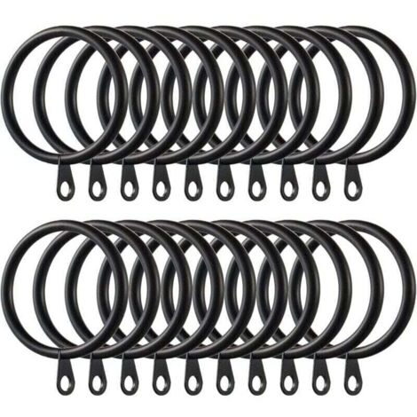 40Pièces Anneaux de Rideau, XU, Anneaux de Suspension en Métal de Rideaux pour Rideaux et Tringles, 38mm Diamètre Intérieur (Noir) - KZQ (1/4)