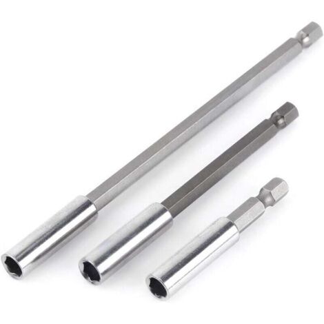 3Pcs 1/4" Porte Embouts Magnétique Extension de Vissage , XU,Tournevis Tige Hexagonal 75mm 100mm 150mm Rallonge Embout Visseuse - KZQ