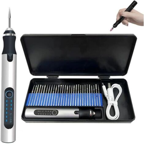 Stylo Graveur - Graveur Electrique Portable Professionnel, Précision Maximale pour Métal, Bois, Verre, Plastique,XU, USB Rechargeable, Idéal DIY et Création (Argent)-KZQ (1/4)