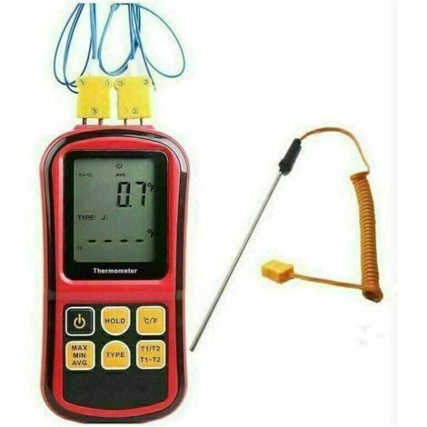 Thermomètre à thermocouple numérique, testeur de thermomètre à double canal avec sonde à thermocouple