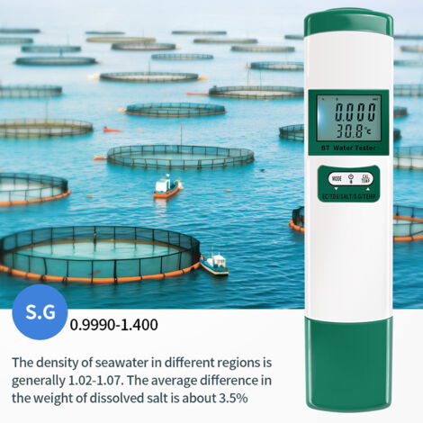 Testeur Intelligent de Qualité de l'Eau EC TDS Sel SG Température Conductivité Précis Multifonction