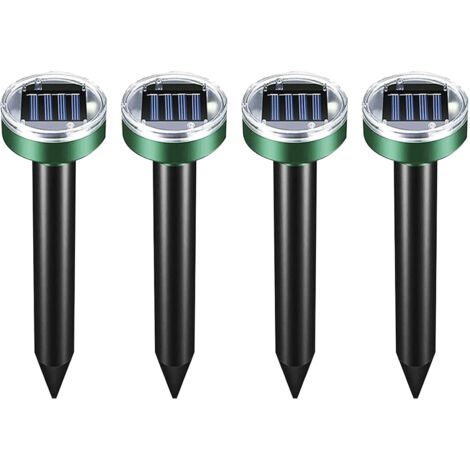 Lot de 4 Repousseurs Solaire Ultrasoniques pour Animaux Ronds Extérieur Intérieur