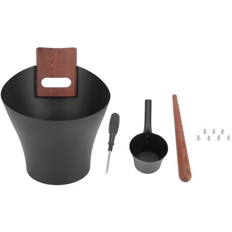 Seau en Aluminium 5L avec Long Manche en Bois pour Spa Accessoires de Douche Salle de Bain