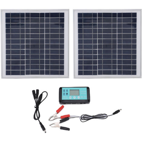 Panneau Solaire 200W Cadre Aluminium Kit Chargeur Contrôleur pour Camping-car Caravane