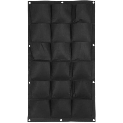 Sac de Culture en Felt Noir à Suspendre 18 Poches pour Plantes