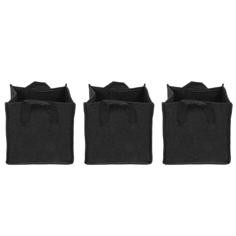 Sacs de Culture en Feltre Carrés Noirs pour Jardinières, 3 Pièces, 19.519.520 cm, Idéaux pour Plantation et Jardinage