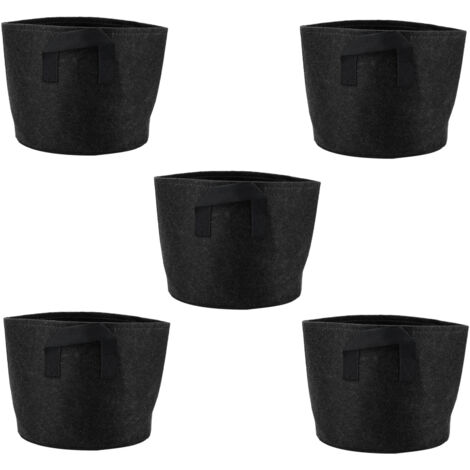 Lot de 5 Sacs de Culture en Felté Non Tissé Épais 11 Litres pour Plantation et Semis Noir (1/5)