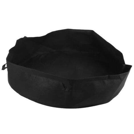 Sac De Culture Rond Intérieur Extérieur En Felt Pour Jardin Lit Potager Noir Avec Poignées 120cmx30cm