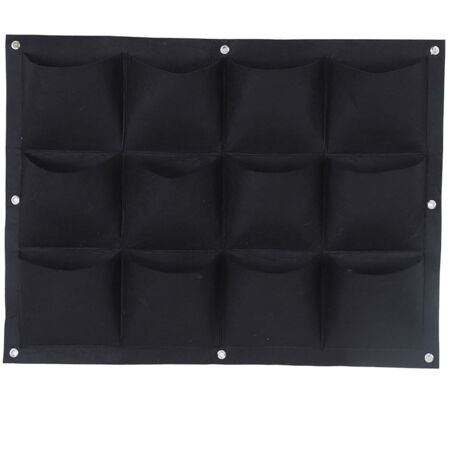 Sacs de Jute Biodegradables pour Plantation 79x59.5cm 12 Poches pour Jardinières et Cultures Verticales Felt Noir