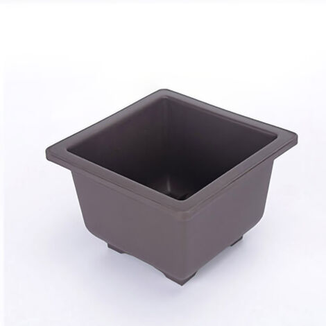 Pot en Plastique Imitation Zisha Rectangulaire Épais Mat Brun pour Succulentes Pépinière de Lithops avec Plateau Optionnel Taille Petite Carrée Profonde -KZQ