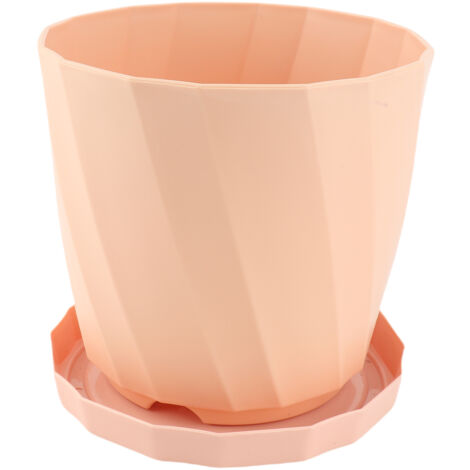 Pots de Fleur Créatifs et Simples en Plastique Résine PP - Forme Ronde, Grand Taille, avec Plateau - Couleur Rose Cerisier-KZQ