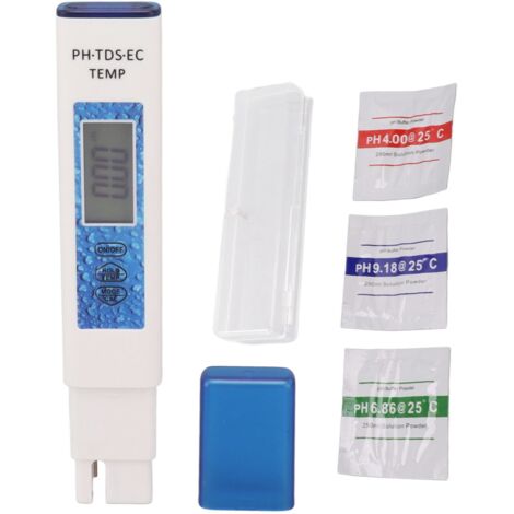 Stylo de Test d'Eau 4 en 1 Portable pour pH, TDS, EC et Température - Livré avec Pile Bouton Intégrée Bleu-KZQ