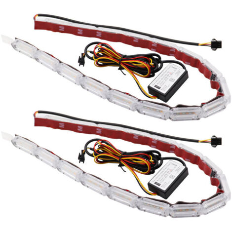 14 lumières, paquet de 2, lampe à œil en cristal, feu de jour à LED, clignotant, feu d'eau courante à LED 12 V avec feu de circulation diurne de voiture bicolore, bande de guidage de feu de direction (1/4)