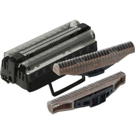 vhbw Lot avec 2x bloc de lames, 1x grille de rasoir double avec cadre compatible avec Wahl Lift'n'Wash 7056 39.0 rasoir, noir / argenté (1/4)