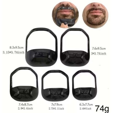 Kit de Forme de Barbe 5 Pièces, Modèles de Taille Variable, Schablone en Plastique pour Hommes, Noir-Produit compatible (1/4)