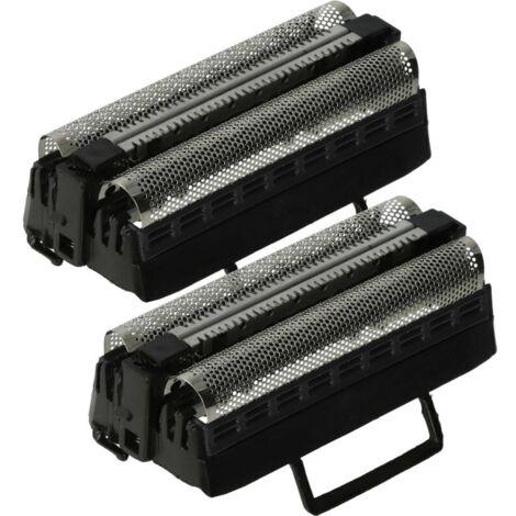 vhbw 2x Grille double compatible avec Grundig FX 6395, 6595, 6798 rasoir électrique + cadre, noir/argenté (1/4)
