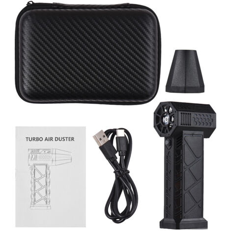 Ventilateur Portable Turbo 130000 Trs/min sans Fil pour Nettoyage Voiture Ordinateur Maison Vitesse Réglable avec Bec Aimanté et Sac de Rangement Batterie Rechargeable Intégrée - KZQ