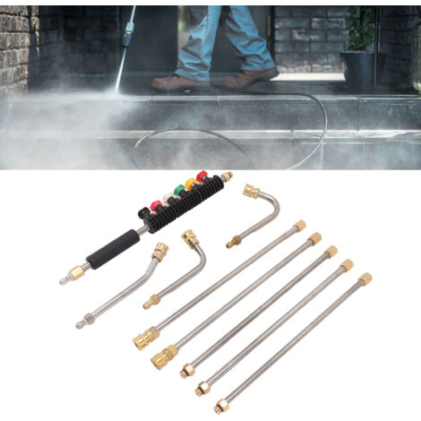 Pistolet Nettoyeur Haute Pression avec Tige d'Extension en Acier Inoxydable 304 et Raccord Rapide 9 Pièces - KZQ