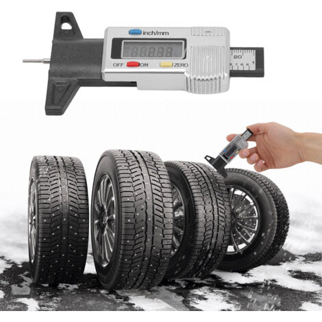 Gauge de Profondeur des Rainures de Pneu Numérique Argent 0-25MM pour Contrôle d'Usure - Outil de Test de Pneu avec Batterie Intégrée - KZQ