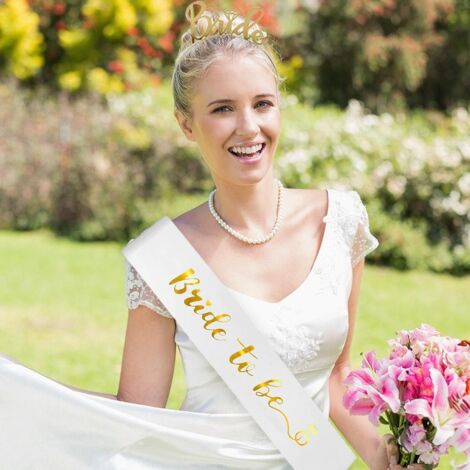 Ensemble de Voile et Diadème Élégant pour Mariage - Accessoires de Tête en Or Rose pour Fêtes - Parure de Voile et Écharpe pour Mariée -KZQ (1/5)