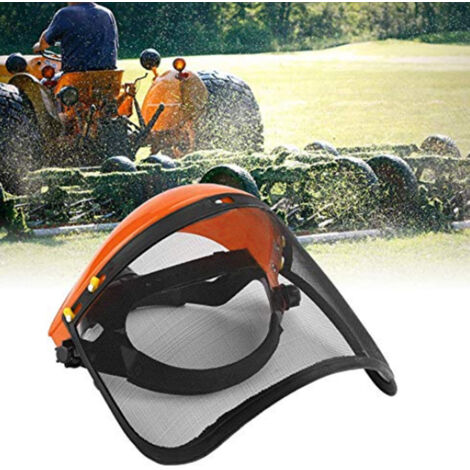 Casque de Protection pour Tonte avec Visière de Sécurité Anti-Éclaboussures pour Tronçonneuse Chapeau de Sécurité avec Filet Orange - KZQ (1/5)
