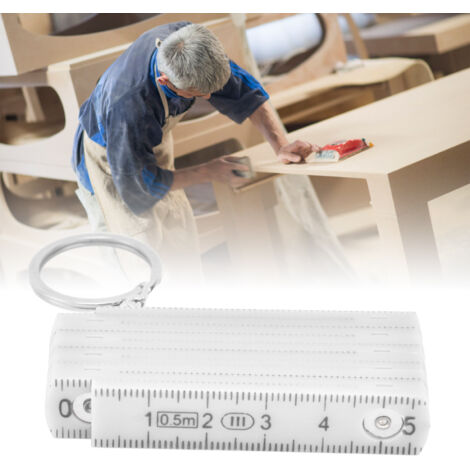 Lot de 2 Règles Pliantes en ABS 0.5M 10 Plis pour Menuiserie avec Anneau de Clés Blanc-KZQ (1/5)
