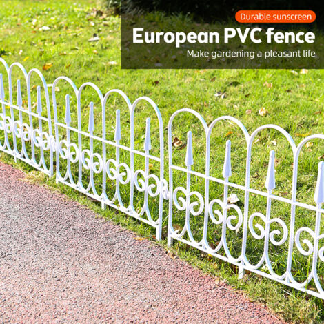 6 Pièces Clôture de Jardin en PVC pour Extérieur Décoration de Cour Barrière de Clôture Blanche Amovible pour Mariage Balcon École Parc -KZQ