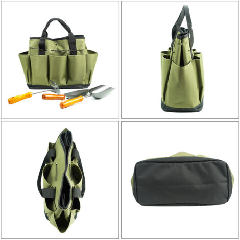 Sac de Rangement Multifonctionnel pour Outils de Jardin Grande Capacité 8 Poches Vert Militaire - KZQ (1/2)