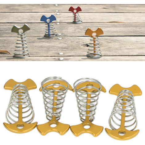 Lot de 4 Épingles à Ressort en Aluminium Allongées pour Tentes Auvents Terrasses Fixation au Sol Doré - KZQ (1/5)