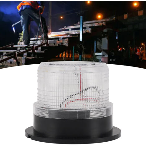 Lampe de Signalisation Solaire pour Grand Véhicule de Travaux ou Déneigeuse - Éclairage de Sécurité Clignotant Rouge et Bleu pour la Nuit -KZQ (1/5)
