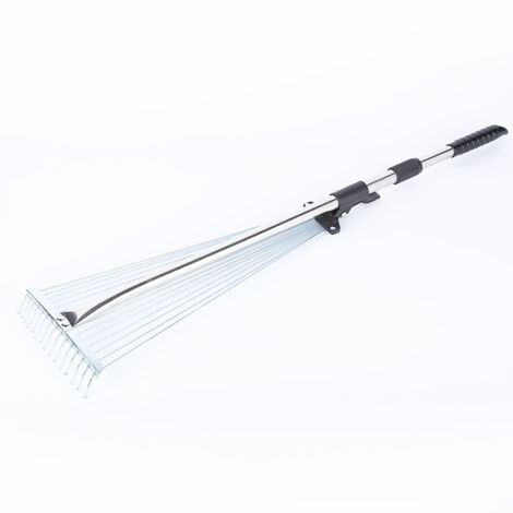 Râteau de Jardin Réglable en Acier Inoxydable Tête Ronde pour Feuilles et Débris-KZQ (1/5)