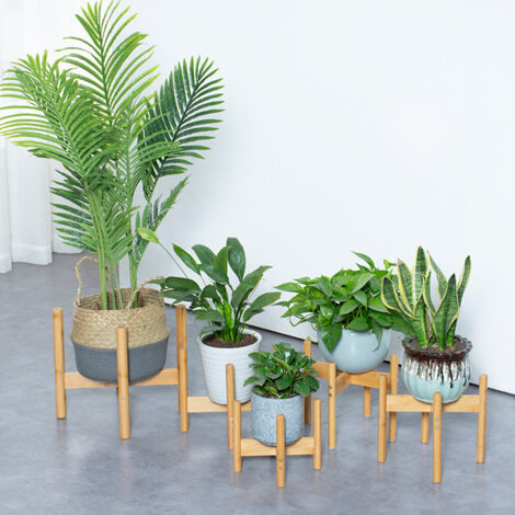 Étagère à Fleurs en Bambou pour Balcon et Salon Design Scandinave Taille Petite Naturel - KZQ (1/2)