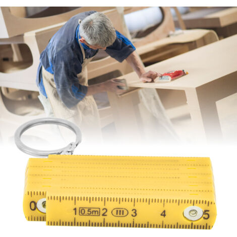 2 Lot Règle Pliante ABS 0.5M 10 Plis Jaune Porte-Clés Mesure Précise Compacte-KZQ (1/5)