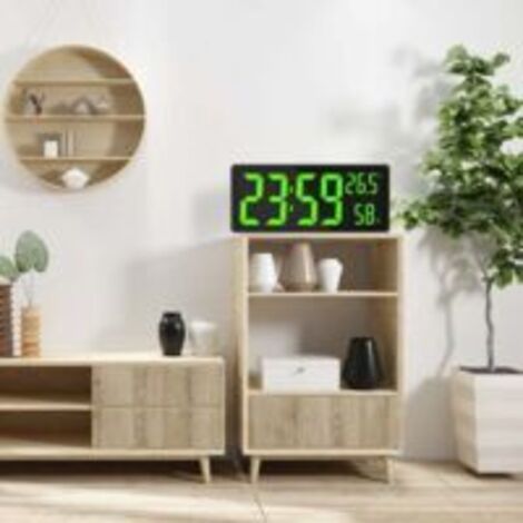 Horloge Murale Numérique LED Grande Affichage Température Humidité Intérieures Idéale pour Ferme Salle de Classe Bureau Vert-AUTRES (1/4)