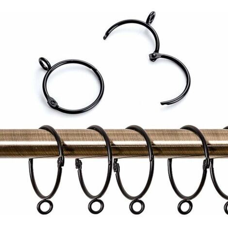 20 Pièces Anneaux Rideaux Métal, Crochets Ouverts et Fermés pour Suspendre, Diamètre 50 mm Noir - AUTRES (1/4)